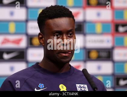 Marc Guéhi d'Angleterre lors d'une conférence de presse au stade de Wembley, Londres. Date de la photo : 8 octobre 2025. Le crédit photo devrait se lire comme suit : David Klein/Sportimage crédit : Sportimage Ltd/Alamy Live News Banque D'Images