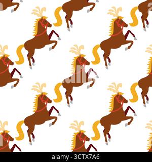 Modèle sans couture avec thème DE CIRQUE. Cheval de personnages de cirque. Style plat de dessin animé Illustration de Vecteur