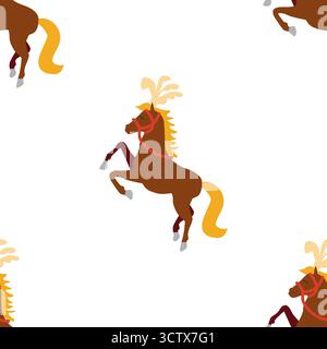 Modèle sans couture avec thème DE CIRQUE. Cheval de personnages de cirque. Style plat de dessin animé Illustration de Vecteur