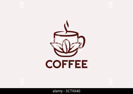 Logo de la tasse chaude café et haricots boisson de marque abstraite Illustration de Vecteur