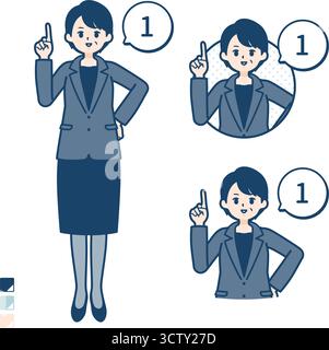 Une femme d'affaires d'âge moyen dans un costume avec compter comme 1 images.C'est l'art vectoriel donc il est facile à éditer. Illustration de Vecteur