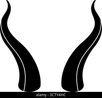 Paire de cornes de taureau noires. Conception simple de silhouette vectorielle parfaite pour les mascottes animales, les guerriers fantastiques, les graphiques tribaux, les costumes ou les logos. Illustration de Vecteur
