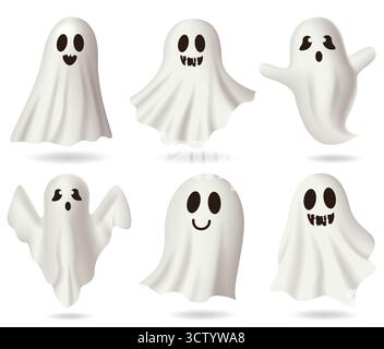 Cute Halloween Ghosts Clipart Set illustration vectorielle pour Spooky Trick ou Treat décorations Illustration de Vecteur