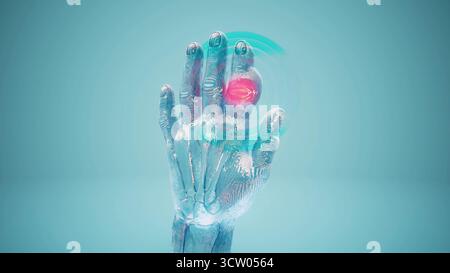 Animation conceptuelle 3D de la goutte dans l'articulation des doigts et l'inflammation Banque D'Images