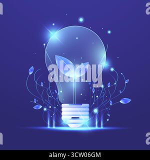 Ampoule avec feuille à l'intérieur comme symbole de l'innovation verte propre Illustration de Vecteur