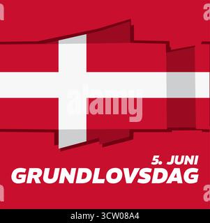 Grundlovsdag, jour de la constitution danoise, 5 juin, célébration avec drapeau Illustration de Vecteur