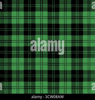 Motif sans couture en flanelle tartan vert et noir à carreaux Illustration de Vecteur