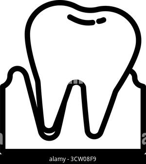 icône de vecteur de contour de dent et de gencive Illustration de Vecteur