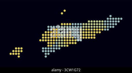 Carte en pointillés du Timor-Leste. Carte de style numérique du pays sur fond sombre. Forme Timor-Leste avec des points circulaires. Style de points colorés. Illustration de Vecteur