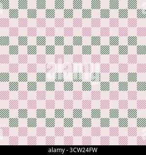 Motif vert rose funky style plaid. Nappe à carreaux géométriques aux couleurs chaudes. Fond de répétition à carreaux pour la conception de la maison textile. Illustration de Vecteur