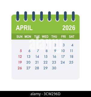 Calendrier montrant le calendrier de planification du 2026 avril Illustration de Vecteur
