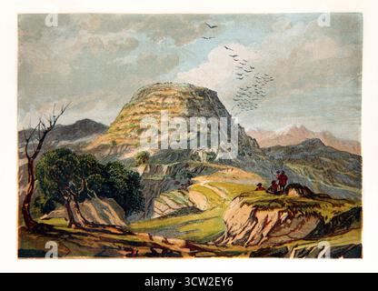 Illustration du mont Tabor et du mont Hermon mentionnés dans l'ancien et le Nouveau Testament à partir des lectures picturales du dimanche du XIXe siècle par le révérend W. Banque D'Images