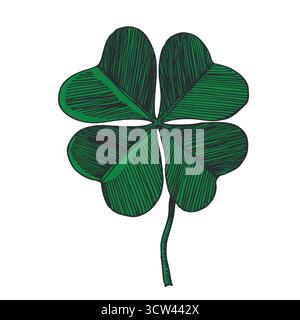 Trèfle laisse un croquis. Icônes décoratives de feuilles de sceleton. Illustration vectorielle dessinée à la main. Style dessin au trait minimaliste. Les éléments de la Saint-Patrick Illustration de Vecteur
