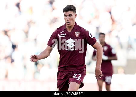 Rome, Italie. 04 octobre 2025. Cesare Casadei du Torino FC lors de la série Serie A Enilive match entre SS Lazio et Torino FC à Olimpico le 4 octobre 2025 à Rome, Italie crédit : Giuseppe Maffia/Alamy Live News Banque D'Images