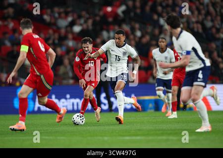 LONDRES, Royaume-Uni - 9 octobre 2025 : Morgan Rogers d'Angleterre en action lors du match international de la Société Alzheimer entre l'Angleterre et le pays de Galles au stade de Wembley (crédit : Craig Mercer/ Alamy Live News) Banque D'Images