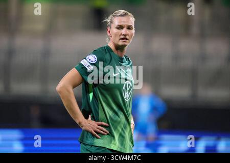 Wolfsburg, Deutschland. 08 octobre 2025. Wolfsburg, Allemagne 08. Oktober 2025 : Champions League - Frauen - 2025/2026 - VfL Wolfsburg vs. Paris Saint-Germain Im Bild : Alexandra Popp (VfL) crédit : dpa/Alamy Live News Banque D'Images