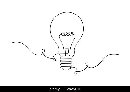 Single Line Art Light Bulb Vector Minimalist Creative Idea Idea Icon Design. Illustration de Vecteur