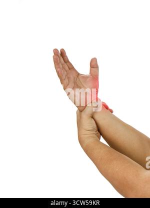 Picotements et engourdissement dans les doigts de l'homme asiatique avec le  diabte. Problmes de sensation de doigt. Problmes de nerfs des mains.  Isol sur blanc Photo Stock - Alamy