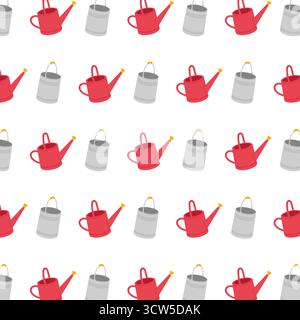 Modèle coloré d'outils de jardin avec arrosoirs et seaux sur fond blanc Illustration de Vecteur