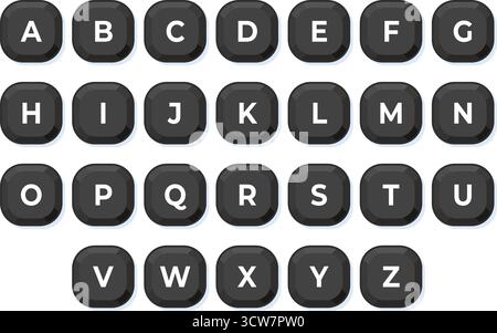 Toutes les lettres de l'alphabet anglais en cubes pour les enfants. Lettres de l'alphabet en cubes carrés pour construire des phrases. Illustration de Vecteur