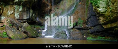Angleterre, Northumberland, Routin Linn. Situé près de Ford dans le nord du Northumberland, Routin Linn est une cascade pittoresque située dans un ravin végétalisé Banque D'Images
