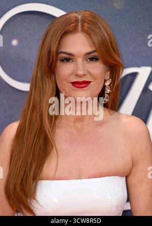 Londres, Royaume-Uni. 10 octobre 2025. Isla Fisher assiste à la première du Gala du Festival du film de Londres Jay Kelly BFI, Royal Festival Hall. Crédit : Doug Peters/EMPICS/Alamy Live News Banque D'Images