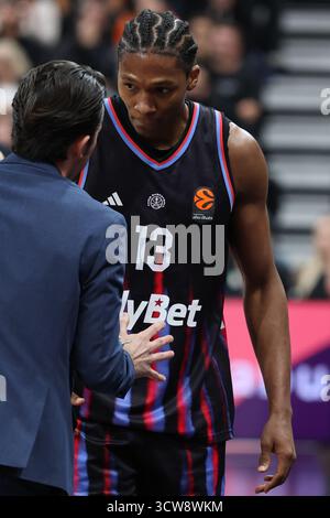 Paris, France. 09 octobre 2025. Centre Allan DOKOSSI (#13 Paris basket) lors du match Euroleague Paris Basketball vs Virtus Bologna à l'Adidas Arena le 09 octobre 2025 à Paris France. (Photo de F.BLAISE/Ùptertainment/Sipa USA) crédit : Sipa USA/Alamy Live News Banque D'Images
