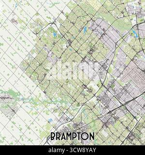 Carte détaillée de Brampton, Ontario, Canada Illustration de Vecteur