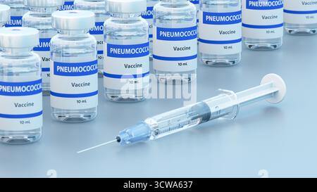 Illustration conceptuelle d'un vaccin antipneumococcique, utilisé pour protéger contre des maladies graves, telles que la pneumonie, la méningite et la septicémie. Banque D'Images