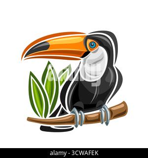 Illustration vectorielle du Brésil Toucan, Toco Toucan-Ramphastos toco originaire d'amérique du Sud et particulièrement commun au brésil avec d'énormes jaune-orange Illustration de Vecteur