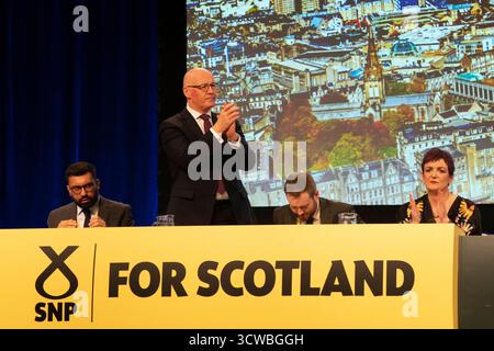 Aberdeen, Écosse, Royaume-Uni. 11 octobre 2025. Premier jour de la conférence annuelle SNP à Aberdeen, Écosse. Pic : le député Steven Flynn prononce un discours d'ouverture à la conférence. Iain Masterton/Alamy Live News. Banque D'Images