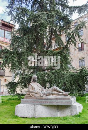 Salamanque, Espagne - 3 mars 2025 : statue en pierre de Don Juan, Prince des Asturies à Salamanque, Espagne Banque D'Images