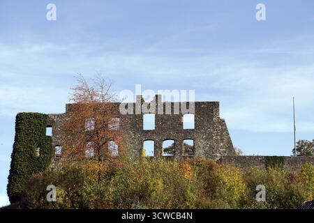 Ruines du château d'Ulmen, Rhénanie-Palatinat, Allemagne Banque D'Images
