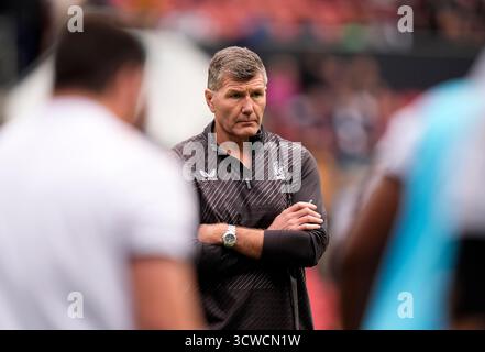 Le directeur du rugby des chefs d'Exeter Rob Baxter avant le Gallagher PREM match à Ashton Gate, Bristol. Date de la photo : samedi 11 octobre 2025. Banque D'Images