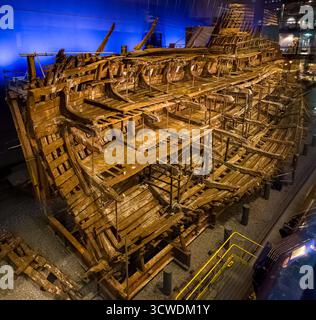Vestiges de la voiture historique Mary Rose exposés au musée de Portsmouth Banque D'Images