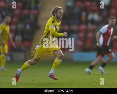 WOKING, ANGLETERRE - 11 OCTOBRE : Morgan Roberts de Brackley Town lors du match de qualification du 4e tour de la FA Cup entre Woking et Brackley Town au Laithwaite Community Stadium, Woking le 11 octobre 2025 à Brackley, Royaume-Uni. (Photo de Mitch Davidson/Brackley Town FC via Alamy Live News) Banque D'Images