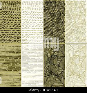 Tracés à la main par onde de ligne abstraite et motifs vectoriels géométriques sans couture Illustration de Vecteur