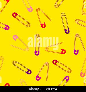 Dessin animé couture sans couture boutons et ciseaux et motif de broches pour l'emballage du papier et des tissus et des draps et des accessoires d'hobbies et des vêtements pour enfants imprimé Banque D'Images