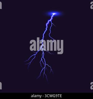 Éclair bleu électrique sur fond violet profond. Illustration numérique saisissante et puissante. Idéal pour les designs atmosphériques et les thèmes énergétiques Illustration de Vecteur