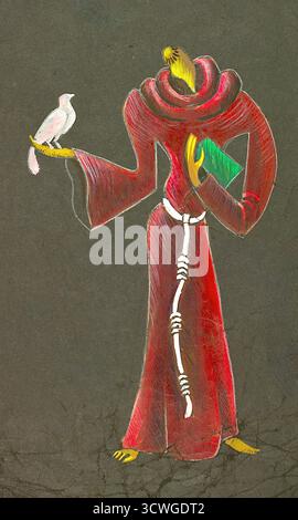 Barry Farnol (américain, 1908-1989) - No More Peace : Noah/St Francis ? - Robe rouge nouée avec cordon blanc (1934-1943) Banque D'Images