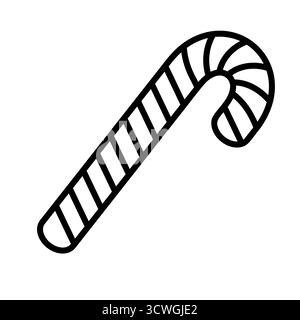 Vecteur de contour de canne à bonbons rayé doux, parfait pour la conception de Noël, les logos de boulangerie et les motifs de vacances festifs. Illustration de Vecteur