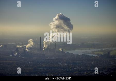 Vue aérienne, aciérie, KW 1 - thyssenkrupp Steel Europe AG - KW 1, thyssenkrupp - KBS - Kokerei Schwelgern, Marxloh, Duisburg, Ruhr area, Rhin du Nord Banque D'Images