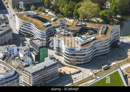 Vue aérienne, centre commercial Koe-Bogen, Duesseldorf, Rhénanie, Rhénanie du Nord-Westphalie, Allemagne, construction, DE, centre commercial, centre commercial, sho Banque D'Images