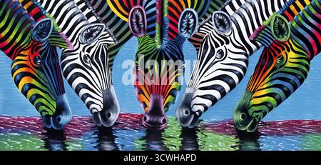 Stone Town, Zanzibar, Tanzanie - 10 janvier 2016 : peinture de zèbres dans un point d'eau pour touristes à Stone Town, Zanzibar, Tanzanie, Afrique de l'est Banque D'Images