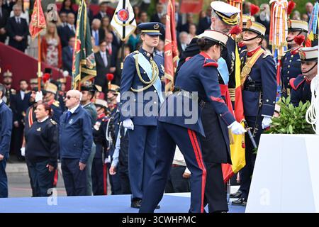 Madrid, Espagne. 12 octobre 2025. Princesse Leonor, lors du défilé national et militaire solennel pour Dia de la Hispanidad, sur la Plaza de Neptuno le 12 octobre 2025 à Madrid, Espagne. (Photo par Oscar Gonzalez/Sipa USA) crédit : Sipa USA/Alamy Live News Banque D'Images