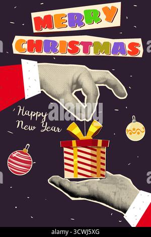 Affiche vintage de Noël et du nouvel an Illustration de Vecteur