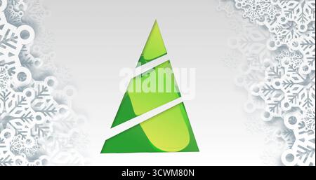 Image d'arbre de noël de formes sur des flocons de neige Banque D'Images