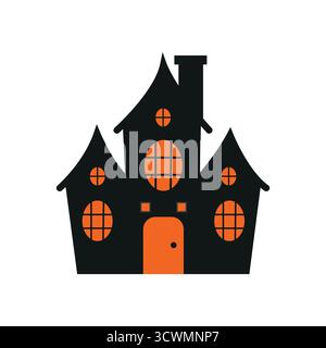 Silhouette de maison hantée effrayante. Illustration de Vecteur