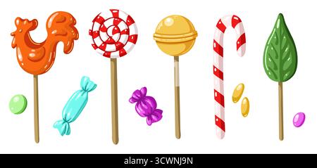 Collection vectorielle de bonbons et bonbons de Noël Illustration de Vecteur