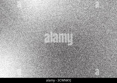 Fond dégradé texturé en demi-teintes. Motif d'éclaboussure monochrome de dotwork vectoriel. Gradient de bruit de grain abstrait. Superposition de gradation noir et blanc. Point Illustration de Vecteur
